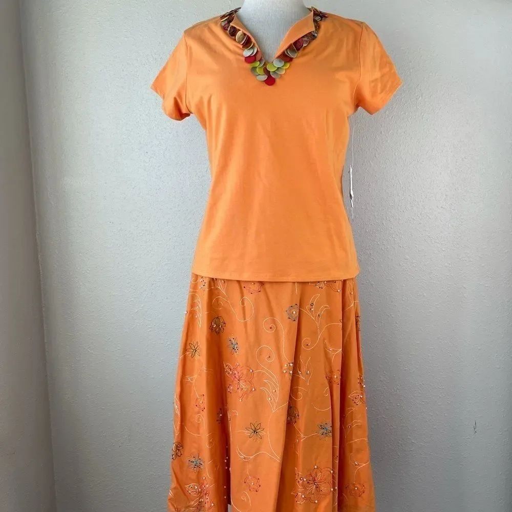 NWT Josephine Chaus Orange Skirt and Matching Top